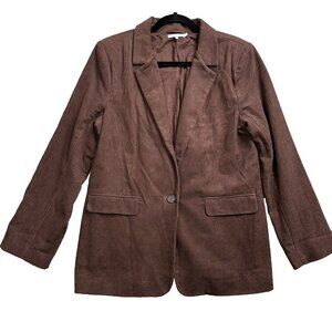 Tularosa Women's Adedee Corduroy Single Breasted Blazer Jacket Lined Sz L Brown